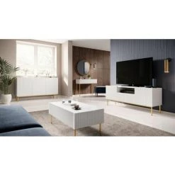 Buffets BOBOCHIC - Buffet 3 Portes 150 Cm KASHA Pieds Or Blanc Mat - Blanc Mat -BOBOCHIC Soldes 2022 61485850 4