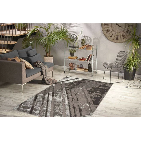 Tapis BOBOCHIC - Tapis Fabrication Artisanale LUCIO Motif Contemporain - Gris 4 Tapis BOBOCHIC - Tapis Fabrication Artisanale LUCIO Motif Contemporain - Gris – Image 2