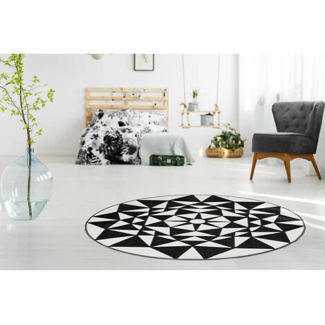 Tapis BOBOCHIC - Tapis Poils Courts YOUMKA Motif Contemporain - Blanc 4 Tapis BOBOCHIC - Tapis Poils Courts YOUMKA Motif Contemporain - Blanc – Image 2
