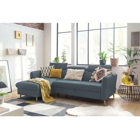 Canapés D'angle Convertibles BOBOCHIC - Canapé D'angle Réversible Convertible Avec Coffre MARCUS Bleu - Bleu 4 Canapés D'angle Convertibles BOBOCHIC - Canapé D'angle Réversible Convertible Avec Coffre MARCUS Bleu - Bleu – Image 2