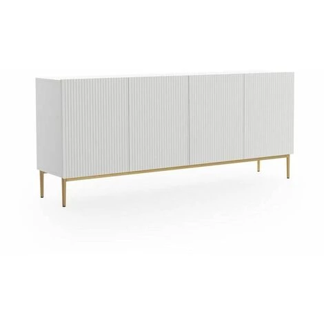 Buffets BOBOCHIC - Buffet 4 Portes 200 Cm KASHA Pieds Or Blanc Mat - Blanc Mat 3 Buffets BOBOCHIC - Buffet 4 Portes 200 Cm KASHA Pieds Or Blanc Mat - Blanc Mat