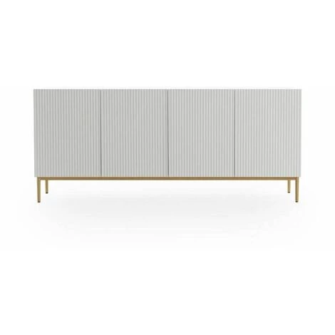 Buffets BOBOCHIC - Buffet 4 Portes 200 Cm KASHA Pieds Or Blanc Mat - Blanc Mat 5 Buffets BOBOCHIC - Buffet 4 Portes 200 Cm KASHA Pieds Or Blanc Mat - Blanc Mat – Image 3