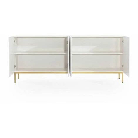 Buffets BOBOCHIC - Buffet 4 Portes 200 Cm KASHA Pieds Or Blanc Mat - Blanc Mat 6 Buffets BOBOCHIC - Buffet 4 Portes 200 Cm KASHA Pieds Or Blanc Mat - Blanc Mat – Image 4