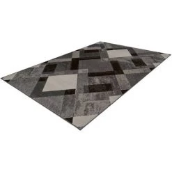 Tapis BOBOCHIC - Tapis Fabrication Artisanale LUCIO Motif Contemporain - Taupe