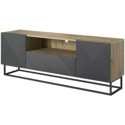Meubles TV BOBOCHIC - Meuble TV 167 Cm ALICE Pieds En Métal Gris & Bois Naturel - Gris & Bois Naturel -BOBOCHIC Soldes 2022 62095102 2