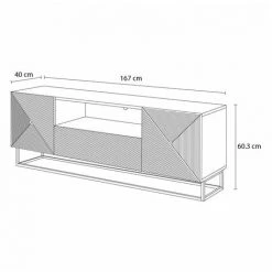 Meubles TV BOBOCHIC - Meuble TV 167 Cm ALICE Pieds En Métal Gris & Bois Naturel - Gris & Bois Naturel -BOBOCHIC Soldes 2022 62095102 4
