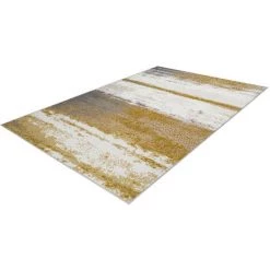 Tapis BOBOCHIC - Tapis Fabrication Artisanale LUCIO Motif Contemporain - Jaune