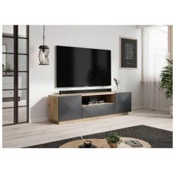 Meubles TV BOBOCHIC - Meuble TV 167 Cm ALICE Gris & Bois Naturel - Gris & Bois Naturel -BOBOCHIC Soldes 2022 62101367 2