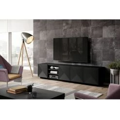 Meubles TV BOBOCHIC - Meuble TV 200 Cm ALICE Avec Niche Noir - Noir -BOBOCHIC Soldes 2022 62101993 3