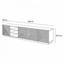 Meubles TV BOBOCHIC - Meuble TV 200 Cm ALICE Avec Niche Noir - Noir -BOBOCHIC Soldes 2022 62101993 4