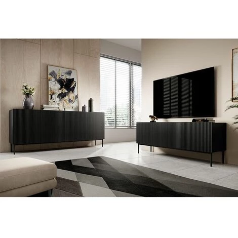 Meubles TV BOBOCHIC - Meuble TV 150 Cm KASHA Pieds Noir Noir - Noir 5 Meubles TV BOBOCHIC - Meuble TV 150 Cm KASHA Pieds Noir Noir - Noir – Image 3