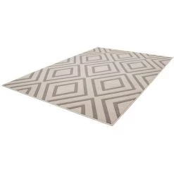 Tapis BOBOCHIC - Tapis Poils Courts ZAGORA Motif Contemporain - Taupe