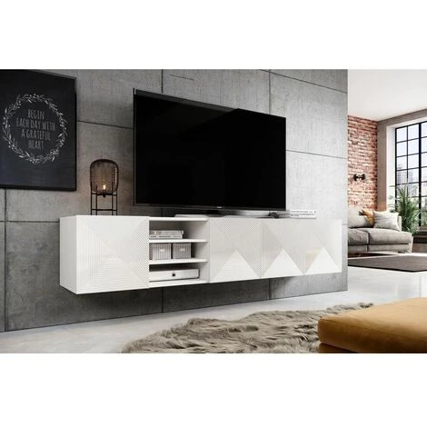 Meubles TV BOBOCHIC - Meuble TV Suspendu 200 Cm ALICE Blanc Brillant - Blanc Brillant 3 Meubles TV BOBOCHIC - Meuble TV Suspendu 200 Cm ALICE Blanc Brillant - Blanc Brillant
