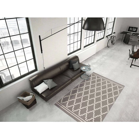 Tapis BOBOCHIC - Tapis Poils Courts IRMA Motif Graphique - Taupe 4 Tapis BOBOCHIC - Tapis Poils Courts IRMA Motif Graphique - Taupe – Image 2