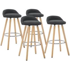 Tabouret De Bar BOBOCHIC - Lot De 4 Tabourets H.79cm ANIS Tissu Anthracite - Anthracite -BOBOCHIC Soldes 2022 62471949 4