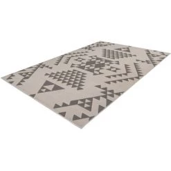 Tapis BOBOCHIC - Tapis Poils Courts ZIKA Motif Ethnique - Crème