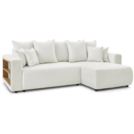 Canapés D'angle Convertibles BOBOCHIC - Canapé D'angle Convertible Réversible Coffre Tablette ENVY Tissu Bouclette Blanc - Blanc 3 Canapés D'angle Convertibles BOBOCHIC - Canapé D'angle Convertible Réversible Coffre Tablette ENVY Tissu Bouclette Blanc - Blanc