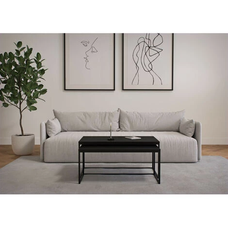 Tables Basses BOBOCHIC - Tables Basses Gigognes KIMY Placage Frêne Noir - Noir 4 Tables Basses BOBOCHIC - Tables Basses Gigognes KIMY Placage Frêne Noir - Noir – Image 2