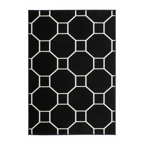 Tapis BOBOCHIC - Tapis Poils Courts IRMA Motif Graphique - Noir 5 Tapis BOBOCHIC - Tapis Poils Courts IRMA Motif Graphique - Noir – Image 3