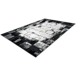 Tapis BOBOCHIC - Tapis Fabrication Artisanale LUCIO Motif Contemporain - Gris