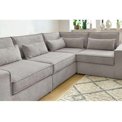 Canapé Modulable BOBOCHIC - Canapé D'angle Fixe Modulable SARAH Tissu Avec 1 Chauffeuse, 2 Chauffeuses Avec Accoudoir Et 1 Angle Gris Clair - Gris Clair 5 Canapé Modulable BOBOCHIC - Canapé D'angle Fixe Modulable SARAH Tissu Avec 1 Chauffeuse, 2 Chauffeuses Avec Accoudoir Et 1 Angle Gris Clair - Gris Clair – Image 3