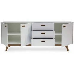 Buffets BOBOCHIC - Buffet 3 Portes 200 Cm BAYRA - Blanc -BOBOCHIC Soldes 2022 62480424 5