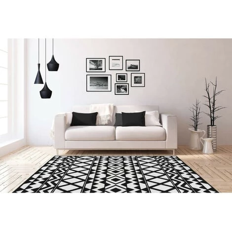 Tapis BOBOCHIC - Tapis Poils Courts SAFI Motif Ethnique - Noir 4 Tapis BOBOCHIC - Tapis Poils Courts SAFI Motif Ethnique - Noir – Image 2