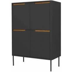 Buffets BOBOCHIC - Buffet 4 Portes 90 Cm HAMPTON Gris Foncé - Gris Foncé