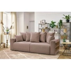 Canapé Droit Convertible BOBOCHIC - Canapé Droit Convertible Coffre Tablette ENVY Tissu Rose - Rose -BOBOCHIC Soldes 2022 62487804 2