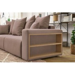 Canapé Droit Convertible BOBOCHIC - Canapé Droit Convertible Coffre Tablette ENVY Tissu Rose - Rose -BOBOCHIC Soldes 2022 62487804 4