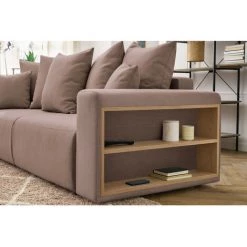 Canapé Droit Convertible BOBOCHIC - Canapé Droit Convertible Coffre Tablette ENVY Tissu Rose - Rose -BOBOCHIC Soldes 2022 62487804 5