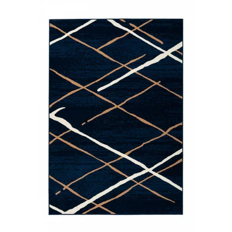 Tapis BOBOCHIC - Tapis Poils Courts KRISTA Motif Contemporain - Bleu 5 Tapis BOBOCHIC - Tapis Poils Courts KRISTA Motif Contemporain - Bleu – Image 3