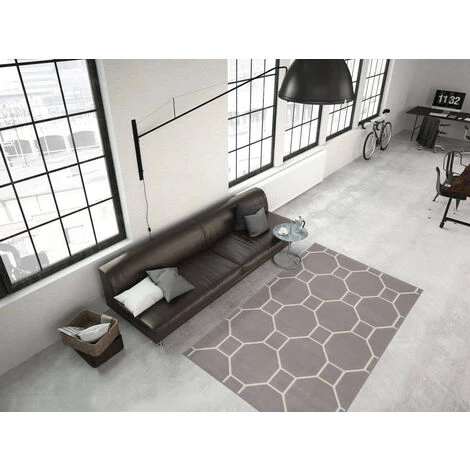 Tapis BOBOCHIC - Tapis Poils Courts IRMA Motif Graphique - Taupe 4 Tapis BOBOCHIC - Tapis Poils Courts IRMA Motif Graphique - Taupe – Image 2