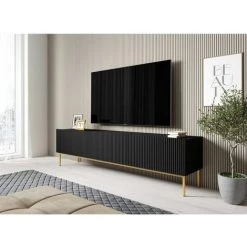 Meubles TV BOBOCHIC - Meuble TV 200 Cm KASHA Pieds Or Noir - Noir -BOBOCHIC Soldes 2022 62613288 3