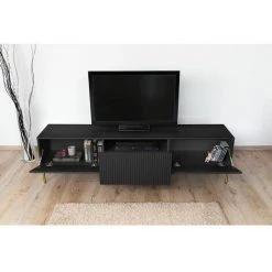 Meubles TV BOBOCHIC - Meuble TV 200 Cm KASHA Pieds Or Noir - Noir -BOBOCHIC Soldes 2022 62613288 4