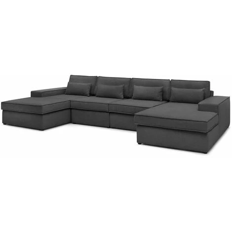 Canapé Modulable BOBOCHIC - Canapé Panoramique Fixe Modulable SARAH Tissu Avec 2 Chauffeuses, 1 Méridienne Gauche Et 1 Méridienne Droite Anthracite - Anthracite 3 Canapé Modulable BOBOCHIC - Canapé Panoramique Fixe Modulable SARAH Tissu Avec 2 Chauffeuses, 1 Méridienne Gauche Et 1 Méridienne Droite Anthracite - Anthracite