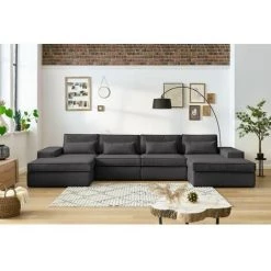 Canapé Modulable BOBOCHIC - Canapé Panoramique Fixe Modulable SARAH Tissu Avec 2 Chauffeuses, 1 Méridienne Gauche Et 1 Méridienne Droite Anthracite - Anthracite 9 Canapé Modulable BOBOCHIC - Canapé Panoramique Fixe Modulable SARAH Tissu Avec 2 Chauffeuses, 1 Méridienne Gauche Et 1 Méridienne Droite Anthracite - Anthracite -BOBOCHIC Soldes 2022 62614056 3