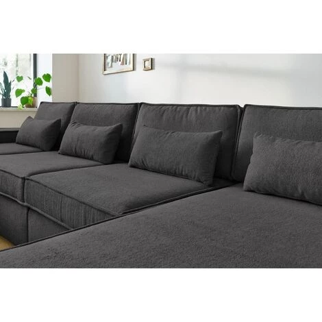 Canapé Modulable BOBOCHIC - Canapé Panoramique Fixe Modulable SARAH Tissu Avec 2 Chauffeuses, 1 Méridienne Gauche Et 1 Méridienne Droite Anthracite - Anthracite 7 Canapé Modulable BOBOCHIC - Canapé Panoramique Fixe Modulable SARAH Tissu Avec 2 Chauffeuses, 1 Méridienne Gauche Et 1 Méridienne Droite Anthracite - Anthracite – Image 5