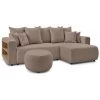 Canapés D'angle Convertibles BOBOCHIC - Canapé D'angle Convertible Réversible Coffre Tablette ENVY Tissu Bouclette Avec Pouf Rond Marron - Marron -BOBOCHIC Soldes 2022 62618233 1