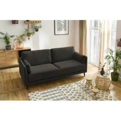 Canapé Droit Fixe BOBOCHIC - Canapé Droit Fixe 3 Places MONTMARTRE Gris Foncé - Gris Foncé -BOBOCHIC Soldes 2022 62633231 3