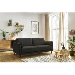 Canapé Droit Fixe BOBOCHIC - Canapé Droit Fixe 3 Places MONTMARTRE Gris Foncé - Gris Foncé -BOBOCHIC Soldes 2022 62633231 4