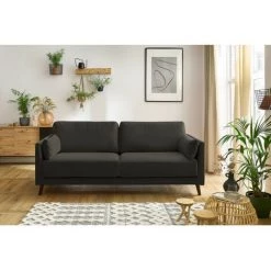 Canapé Droit Fixe BOBOCHIC - Canapé Droit Fixe 3 Places MONTMARTRE Gris Foncé - Gris Foncé -BOBOCHIC Soldes 2022 62633231 5