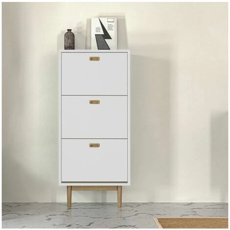 Meubles à Chaussures BOBOCHIC - Meuble à Chaussures 3 Rabats KIARA Blanc 4 Meubles à Chaussures BOBOCHIC - Meuble à Chaussures 3 Rabats KIARA Blanc – Image 2