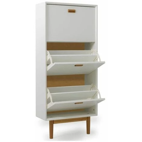 Meubles à Chaussures BOBOCHIC - Meuble à Chaussures 3 Rabats KIARA Blanc 6 Meubles à Chaussures BOBOCHIC - Meuble à Chaussures 3 Rabats KIARA Blanc – Image 4