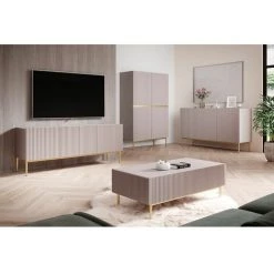 Meubles TV BOBOCHIC - Meuble TV 150 Cm KASHA Pieds Or Rose - Rose -BOBOCHIC Soldes 2022 62633777 4