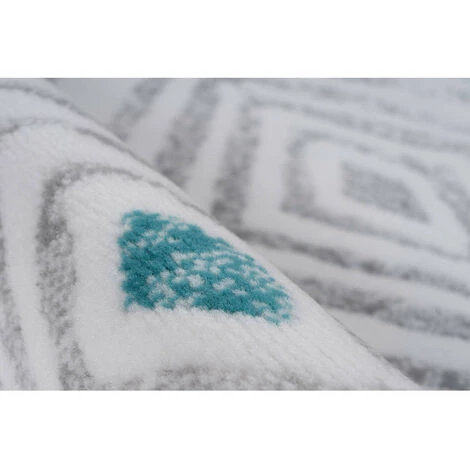 Tapis BOBOCHIC - Tapis Poils Courts KRISTA Motif Contemporain Multicolore - Blanc 6 Tapis BOBOCHIC - Tapis Poils Courts KRISTA Motif Contemporain Multicolore - Blanc – Image 4