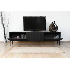 Meubles TV BOBOCHIC - Meuble TV 200 Cm KASHA Pieds Noir Noir - Noir -BOBOCHIC Soldes 2022 63414148 5