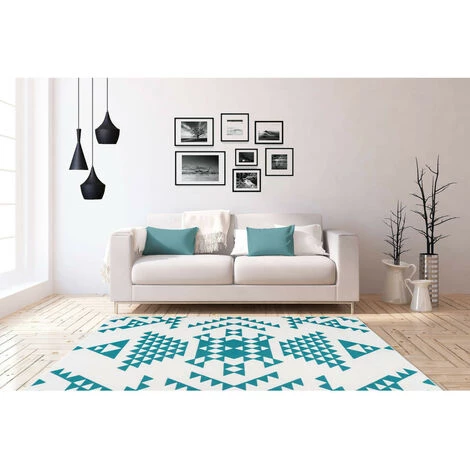Tapis BOBOCHIC - Tapis Poils Courts ZIKA Motif Ethnique - Blanc 4 Tapis BOBOCHIC - Tapis Poils Courts ZIKA Motif Ethnique - Blanc – Image 2