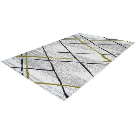 Tapis BOBOCHIC - Tapis Poils Courts KRISTA Motif Contemporain - Blanc 3 Tapis BOBOCHIC - Tapis Poils Courts KRISTA Motif Contemporain - Blanc