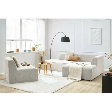 Canapé D'angle Fixe BOBOCHIC - Canapé D'angle Fixe MEGEVE Tissu Texturé Angle Droit Beige - Beige 7 Canapé D'angle Fixe BOBOCHIC - Canapé D'angle Fixe MEGEVE Tissu Texturé Angle Droit Beige - Beige – Image 5